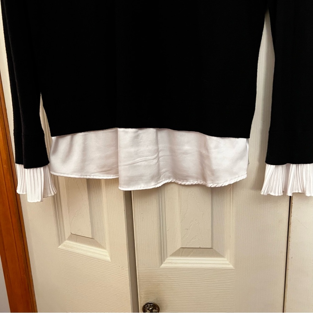 Black Sweater with White Ruffle Trim - Picture 3 of 5
